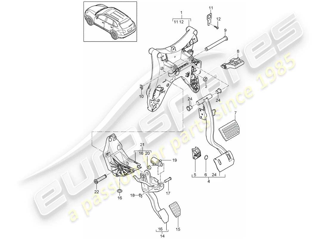 Porsche Cayenne E2 (2012) Pedals Part Diagram