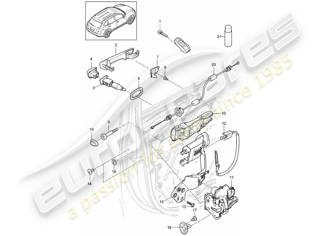 Porsche Cayenne E2 (2012) door handle Part Diagram