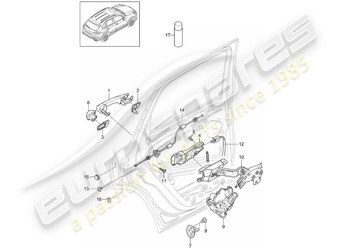 Porsche Cayenne E2 (2012) door handle Part Diagram