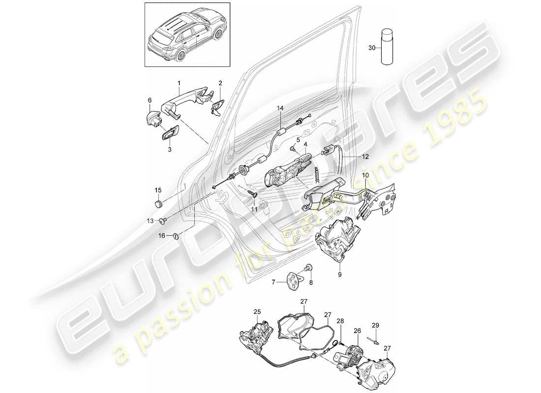 Porsche Cayenne E2 (2012) door handle Part Diagram