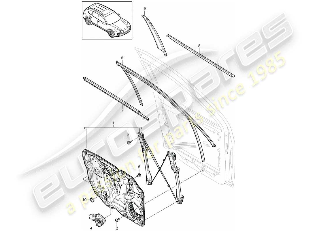 Porsche Cayenne E2 (2012) WINDOW REGULATOR Part Diagram