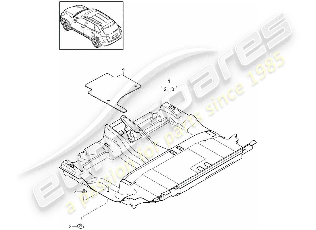 Porsche Cayenne E2 (2012) floor cover Part Diagram