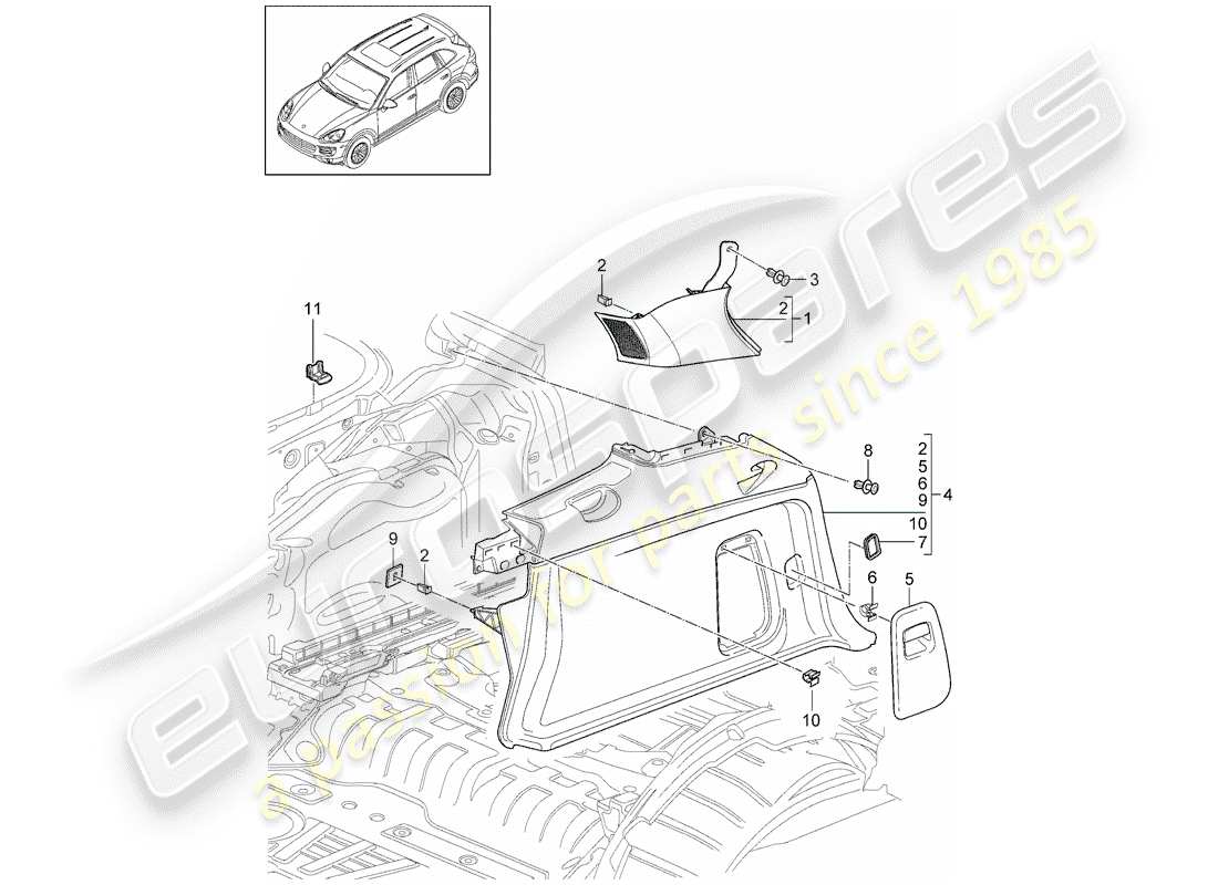 Porsche Cayenne E2 (2012) LINING Part Diagram