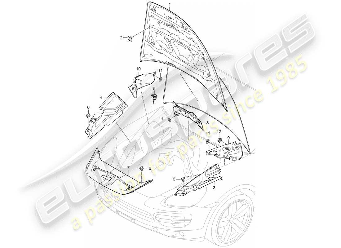 Porsche Cayenne E2 (2012) sound absorber Part Diagram