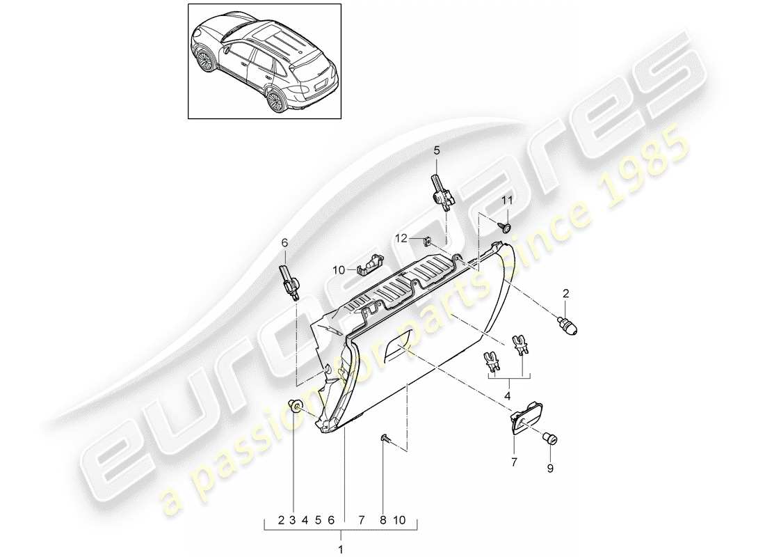 Porsche Cayenne E2 (2012) GLOVE BOX Part Diagram