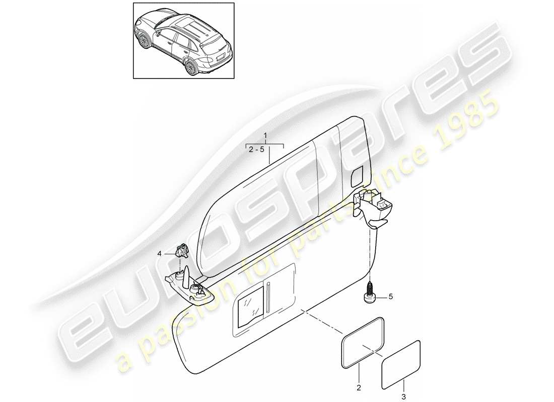 Porsche Cayenne E2 (2012) SUN VIZORS Part Diagram