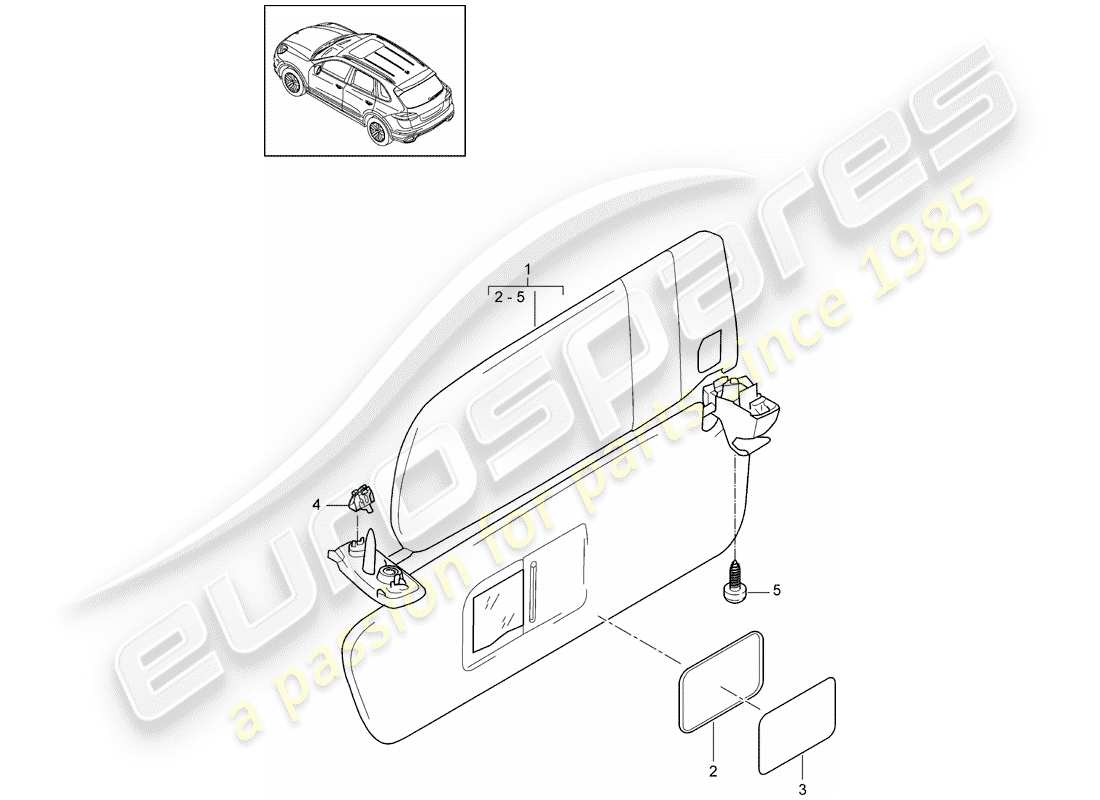 Porsche Cayenne E2 (2012) SUN VIZORS Part Diagram