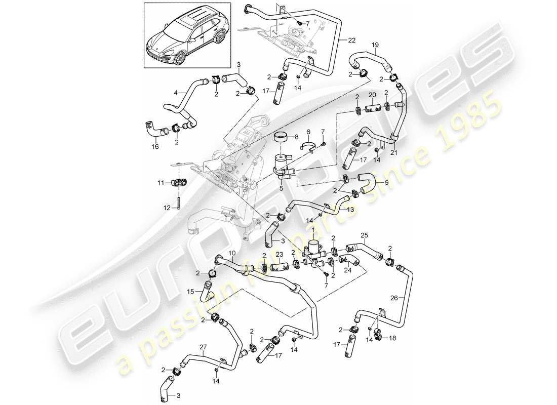 Porsche Cayenne E2 (2012) HOSE Part Diagram