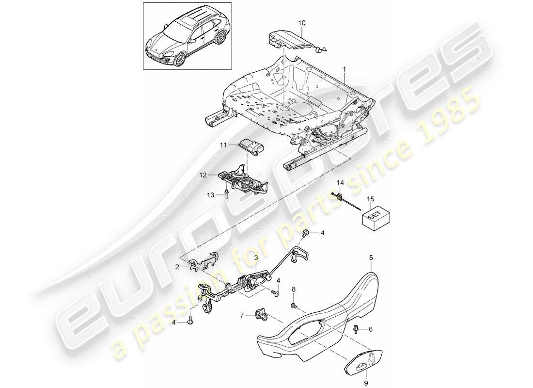 Porsche Cayenne E2 (2012) seat frame Part Diagram