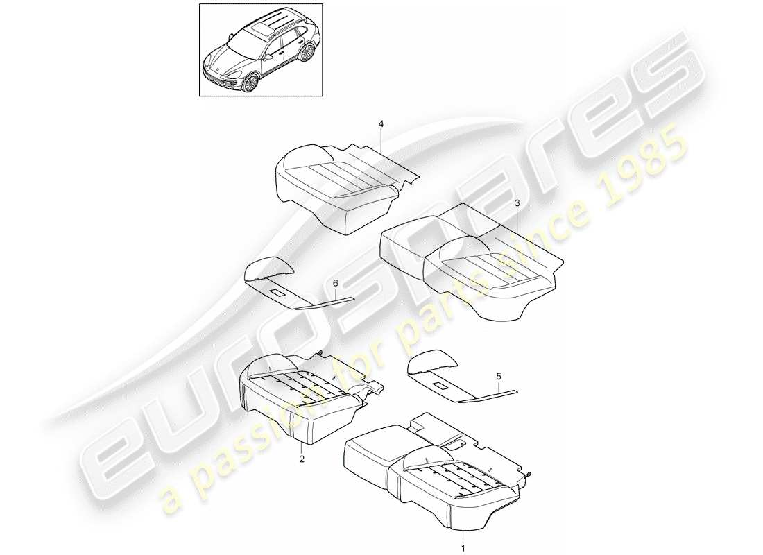 Porsche Cayenne E2 (2012) seat cushion Part Diagram