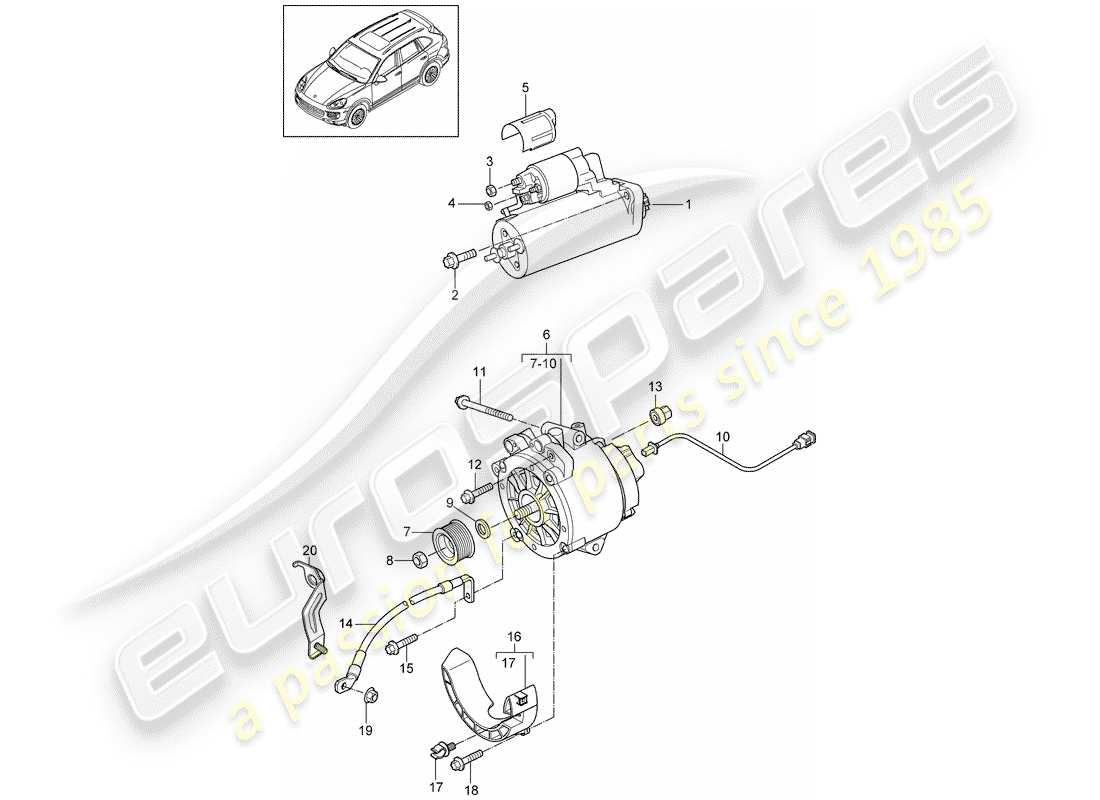 Porsche Cayenne E2 (2012) STARTER Part Diagram