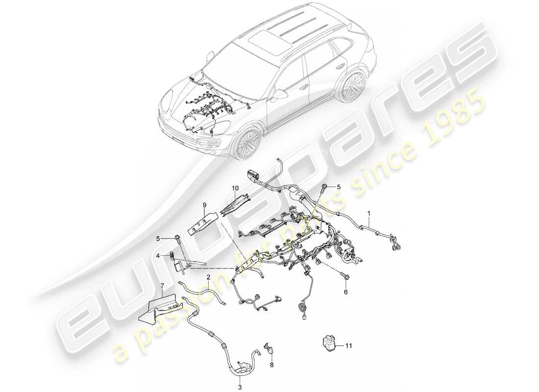 Porsche Cayenne E2 (2012) wiring harnesses Part Diagram