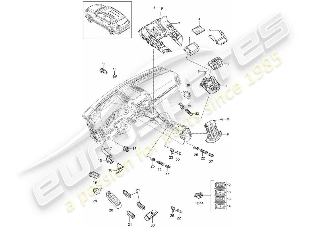 Porsche Cayenne E2 (2012) SWITCH Part Diagram