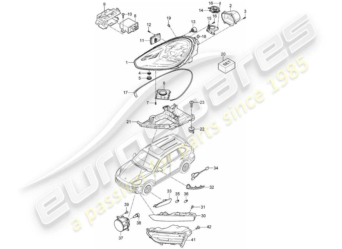 Porsche Cayenne E2 (2012) headlamp Part Diagram