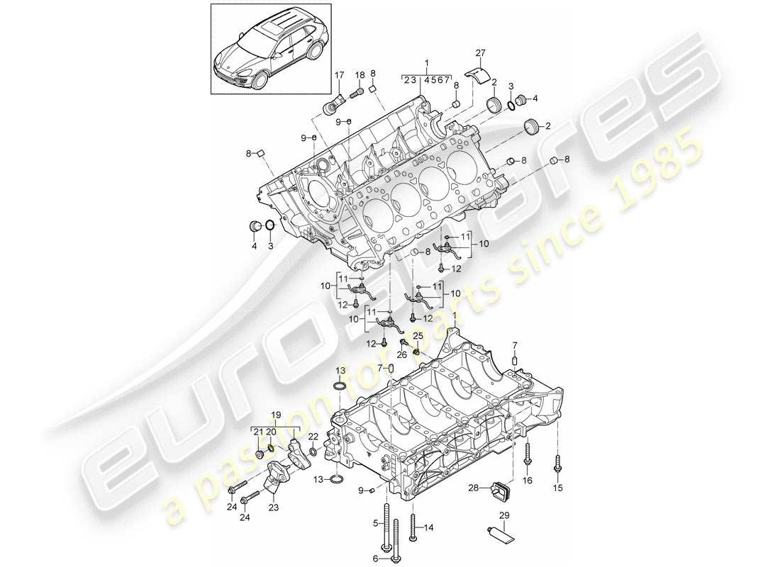 Porsche Cayenne E2 (2013) crankcase Part Diagram