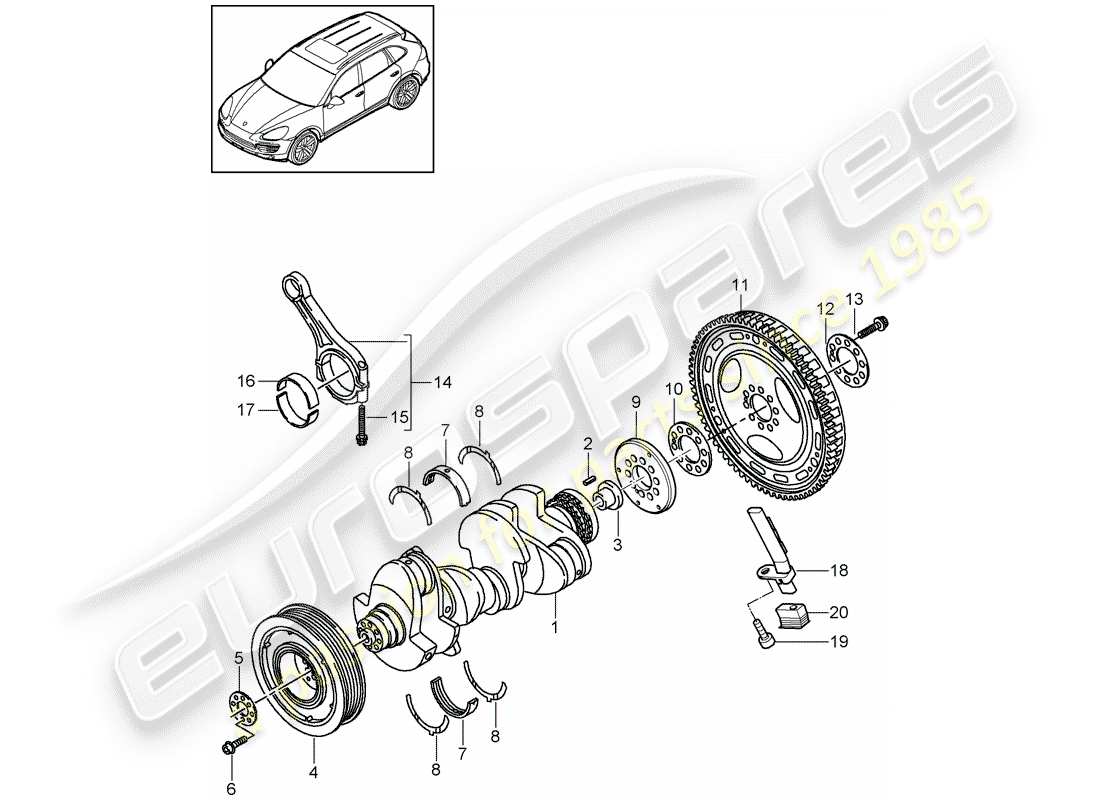 Porsche Cayenne E2 (2013) crankshaft Part Diagram