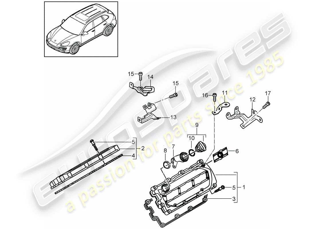 Porsche Cayenne E2 (2013) valve cover Part Diagram