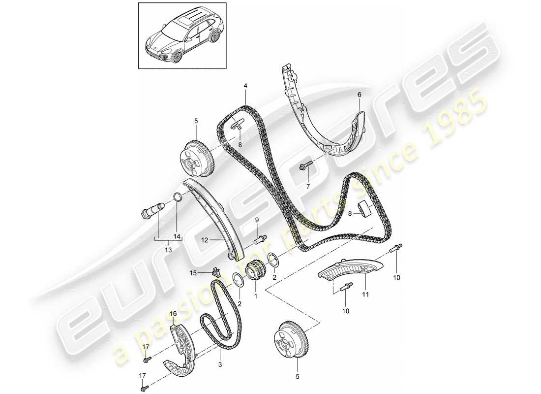 Porsche Cayenne E2 (2013) TIMING CHAIN Part Diagram