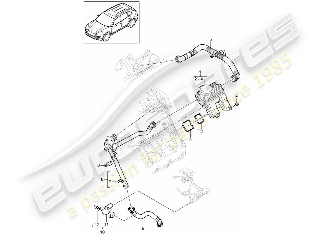 Porsche Cayenne E2 (2013) crankcase breather Part Diagram