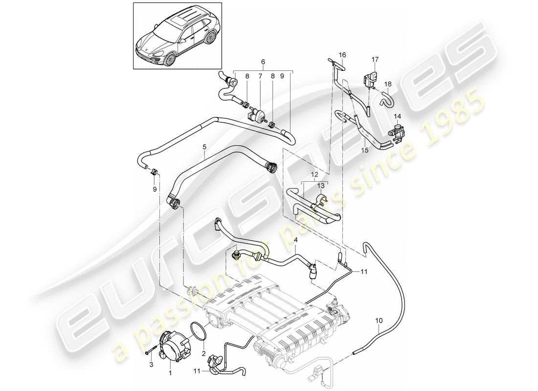 Porsche Cayenne E2 (2013) THROTTLE BODY Part Diagram