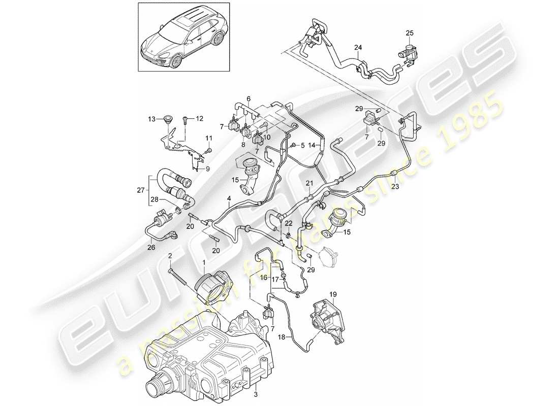 Porsche Cayenne E2 (2013) THROTTLE BODY Part Diagram