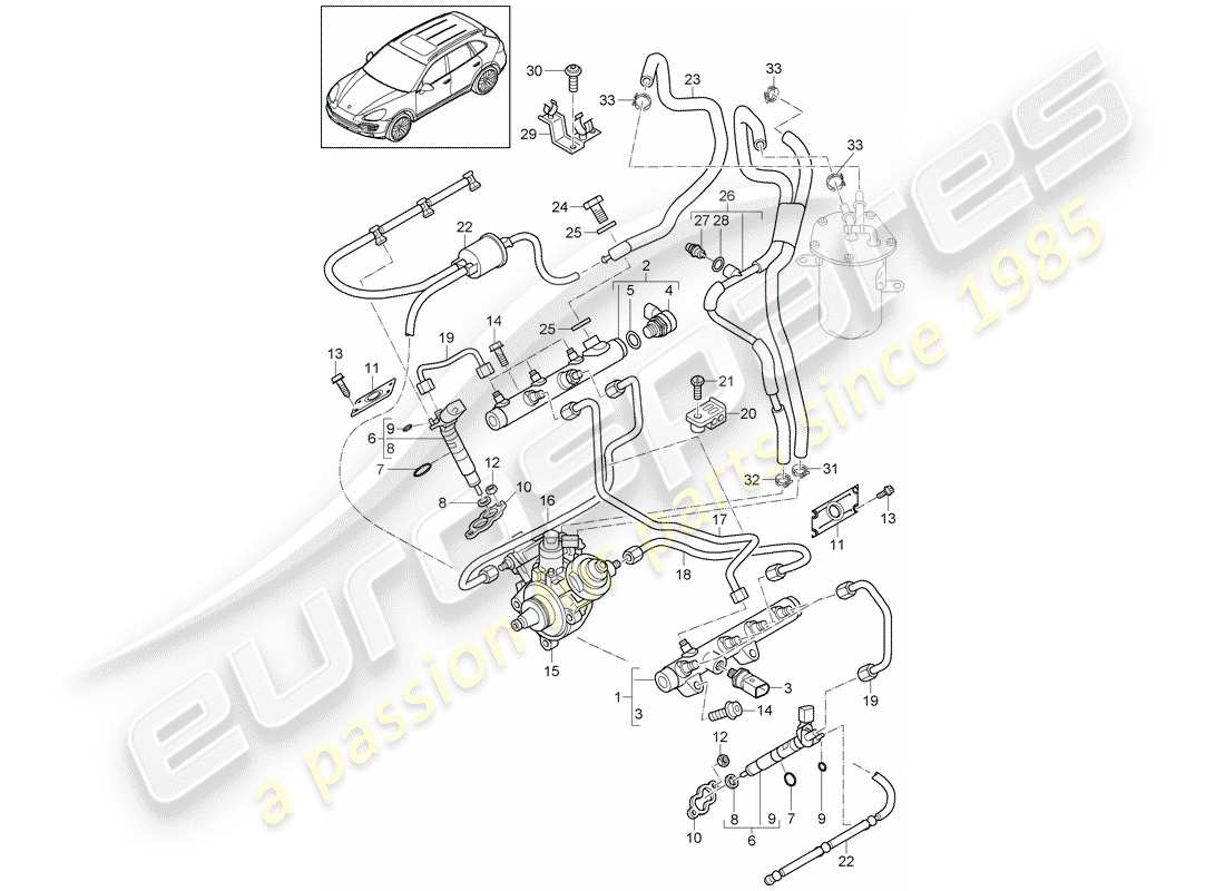 Porsche Cayenne E2 (2013) FUEL COLLECTION PIPE Part Diagram