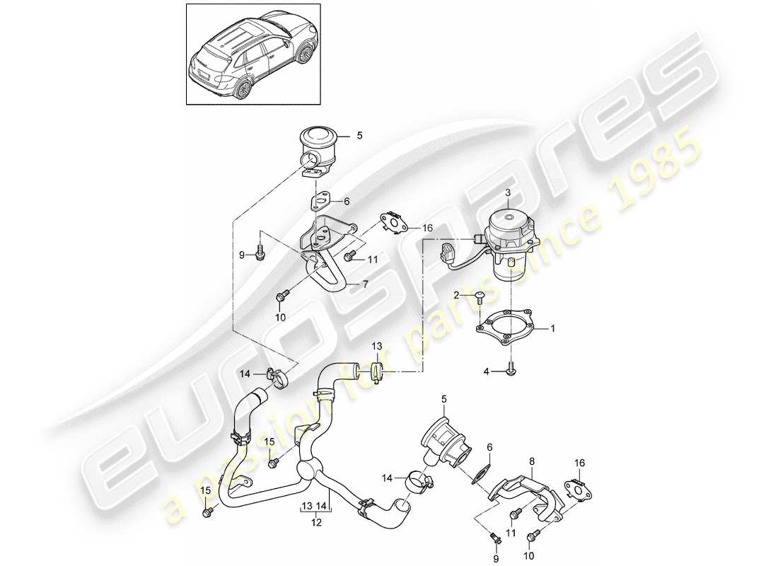 Porsche Cayenne E2 (2013) Secondary Air Pump Part Diagram