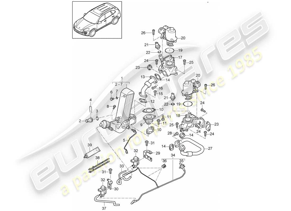 Porsche Cayenne E2 (2013) exhaust recirculation Part Diagram