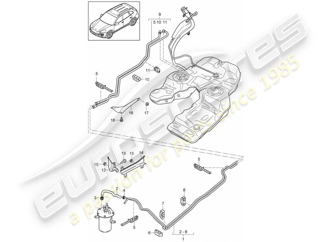 Porsche Cayenne E2 (2013) fuel system Part Diagram