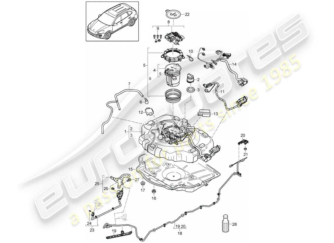 Porsche Cayenne E2 (2013) ex. emission control system Part Diagram