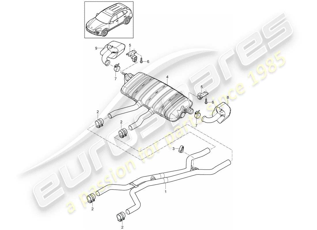 Porsche Cayenne E2 (2013) Exhaust System Part Diagram