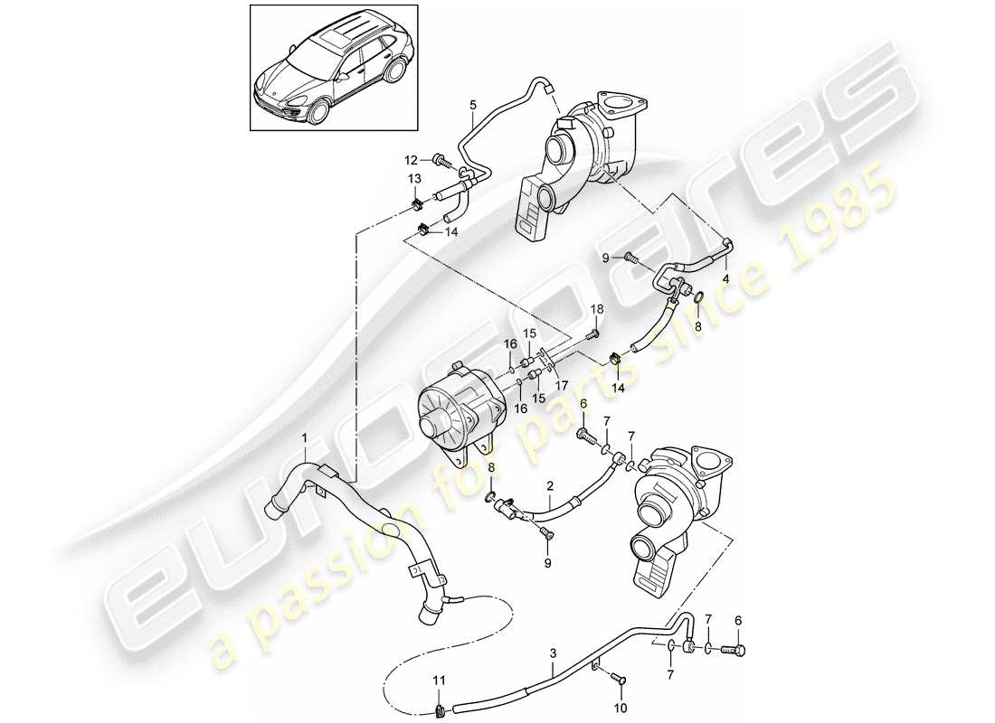 Porsche Cayenne E2 (2013) EXHAUST GAS TURBOCHARGER Part Diagram