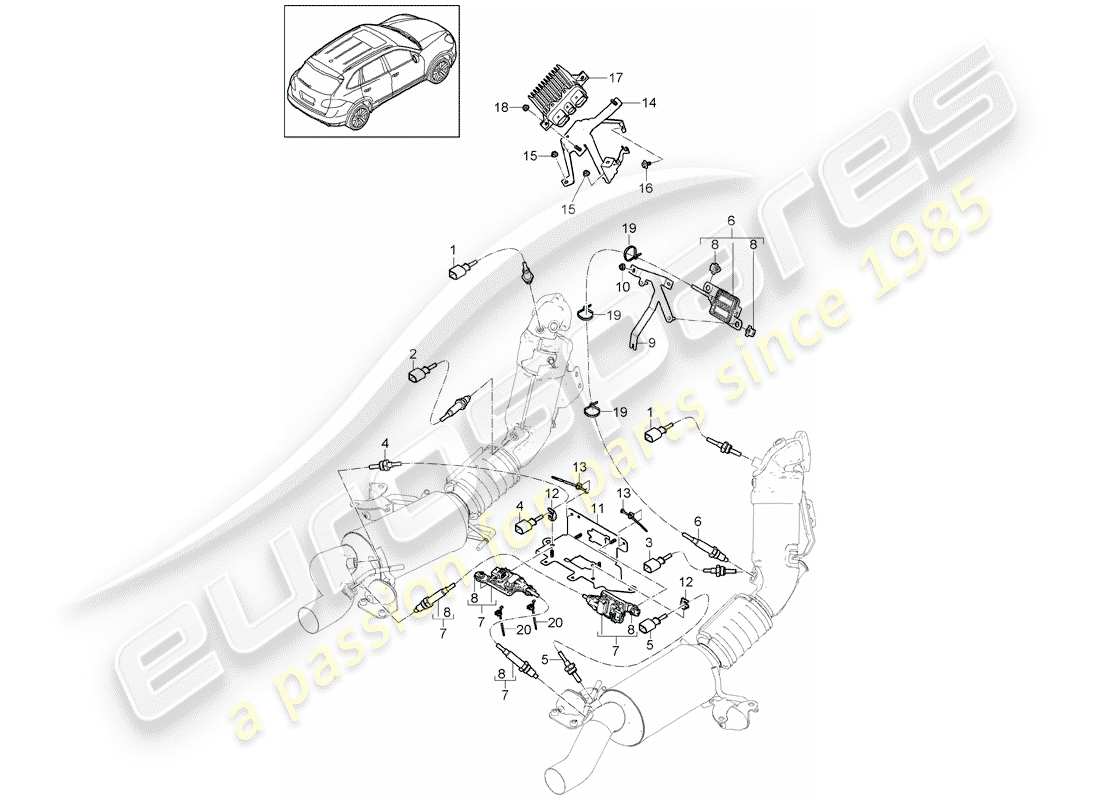 Porsche Cayenne E2 (2013) Exhaust System Part Diagram