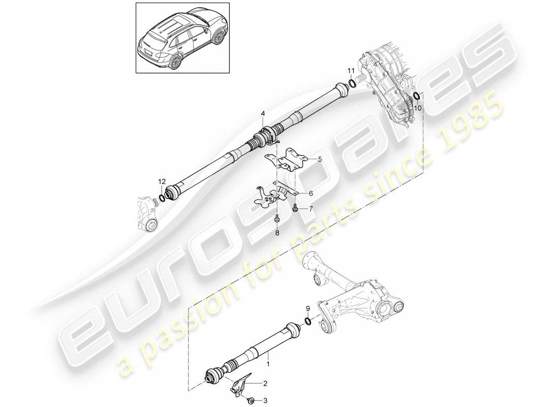 Porsche Cayenne E2 (2013) propeller shaft Part Diagram