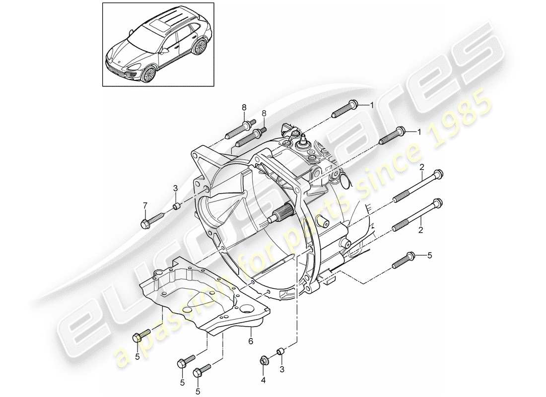 Porsche Cayenne E2 (2013) mounting parts for engine and Part Diagram