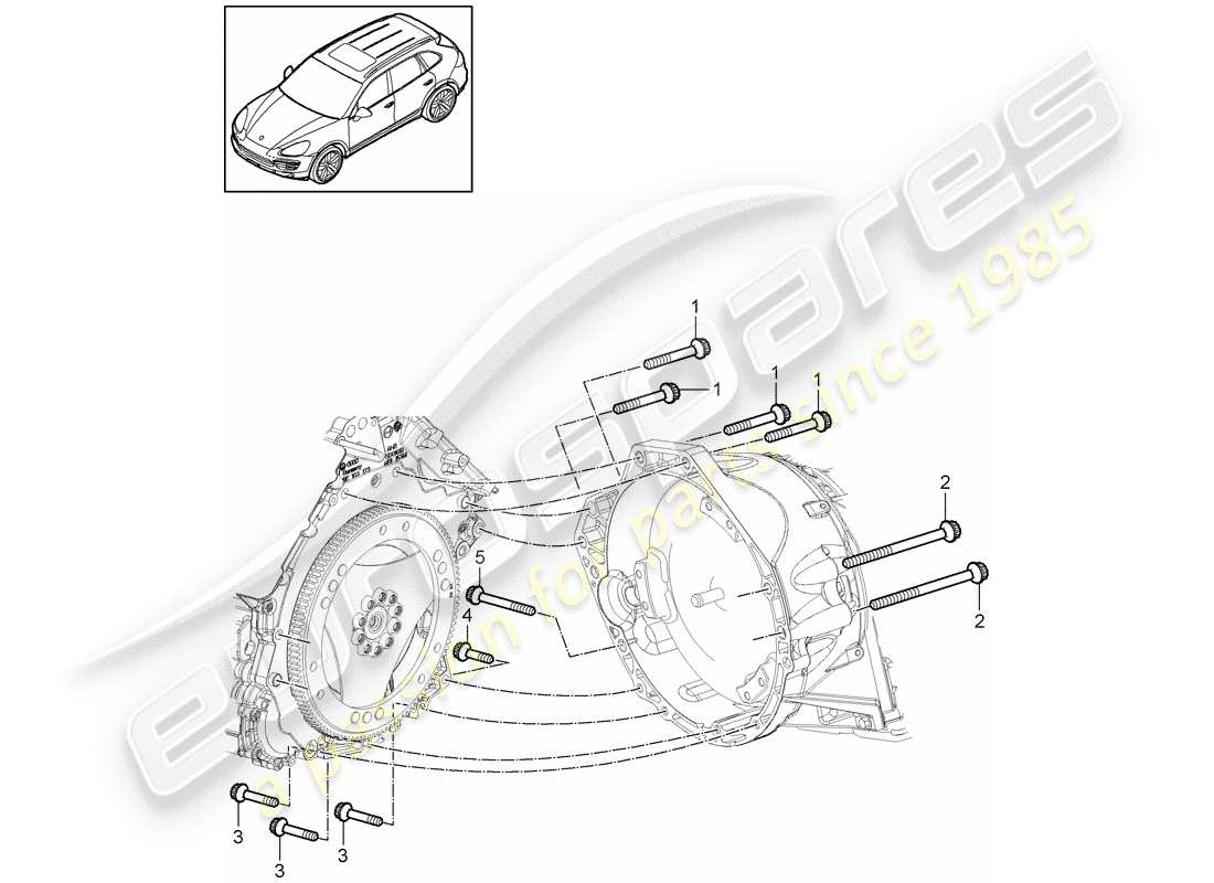 Porsche Cayenne E2 (2013) mounting parts for engine and Part Diagram