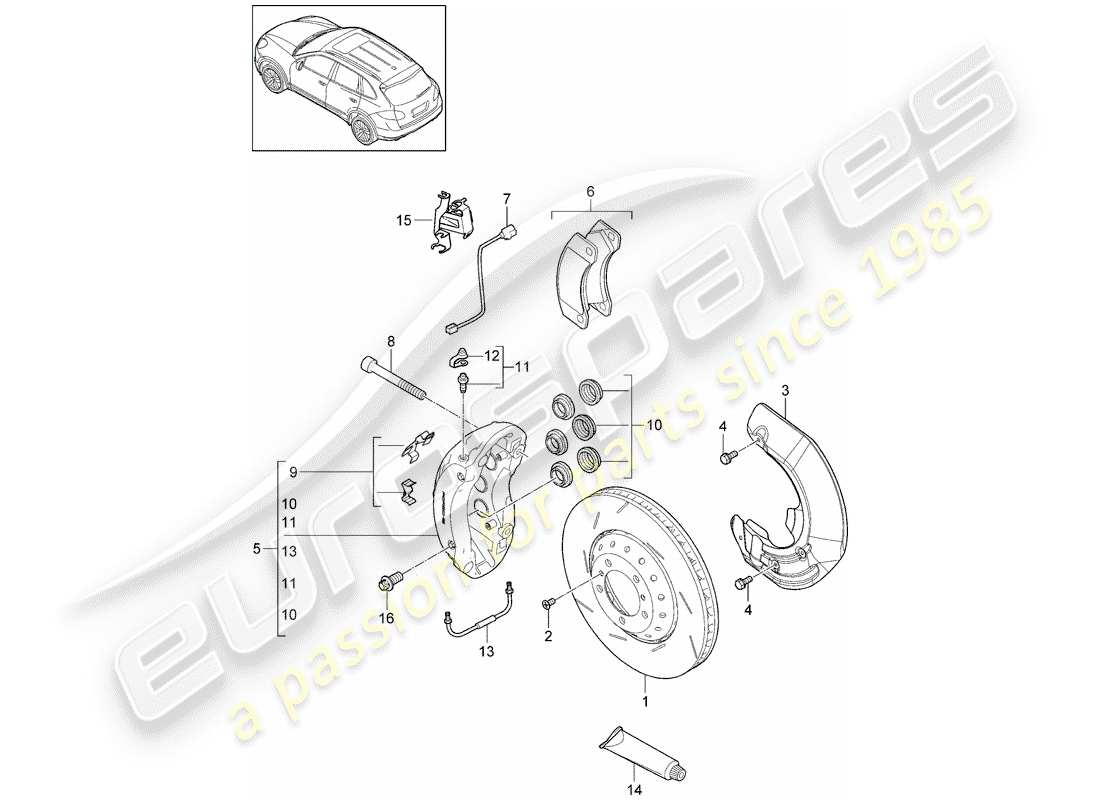 Porsche Cayenne E2 (2013) disc brakes Part Diagram