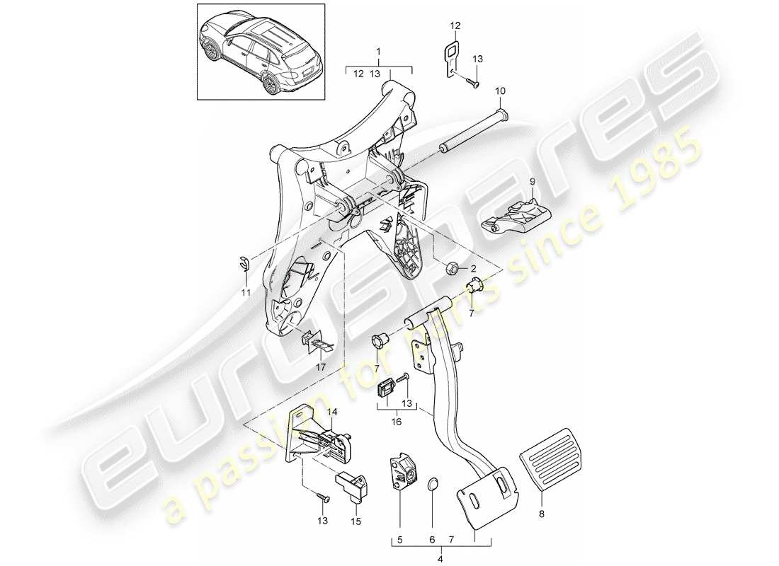 Porsche Cayenne E2 (2013) Pedals Part Diagram