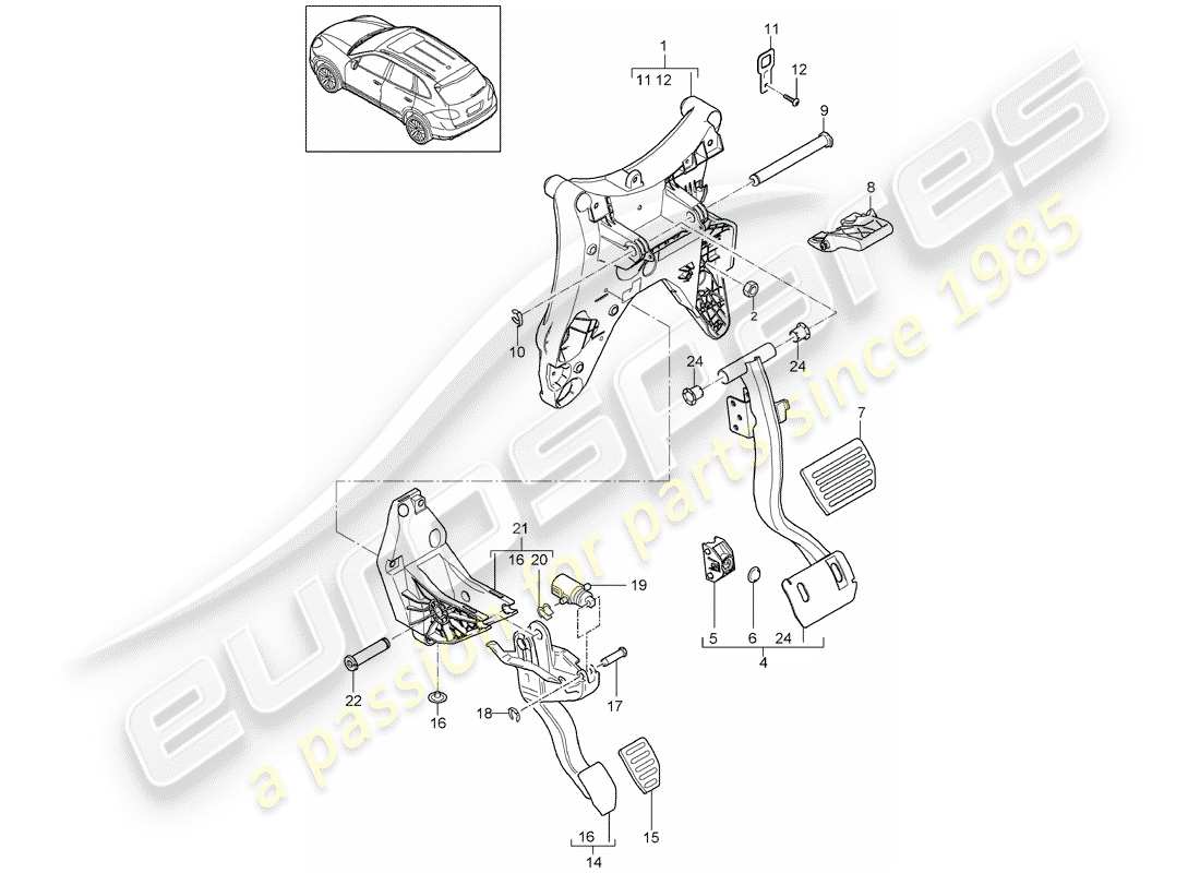 Porsche Cayenne E2 (2013) Pedals Part Diagram