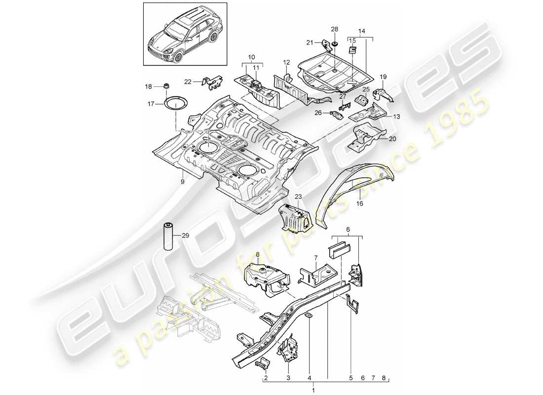 Porsche Cayenne E2 (2013) REAR END Part Diagram