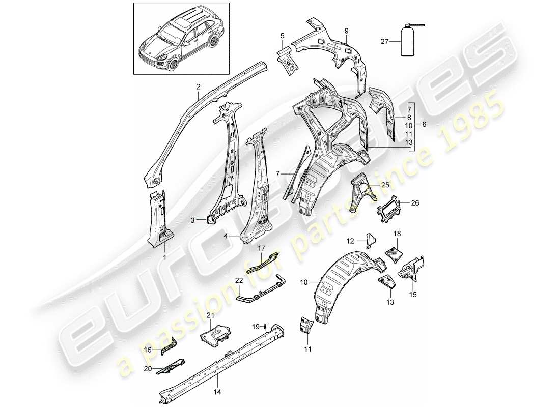 Porsche Cayenne E2 (2013) SIDE PANEL Part Diagram