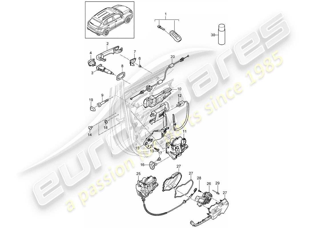 Porsche Cayenne E2 (2013) door handle Part Diagram