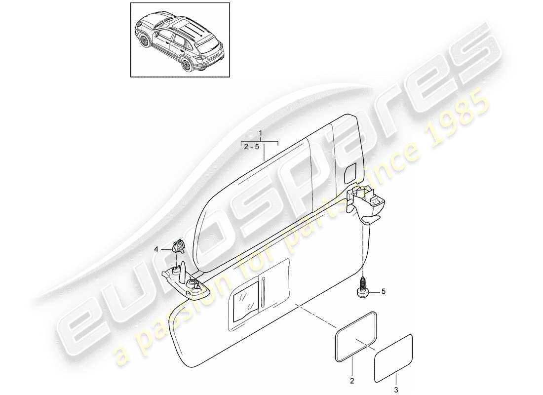 Porsche Cayenne E2 (2013) SUN VIZORS Part Diagram
