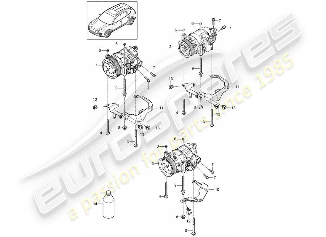 Porsche Cayenne E2 (2013) COMPRESSOR Part Diagram