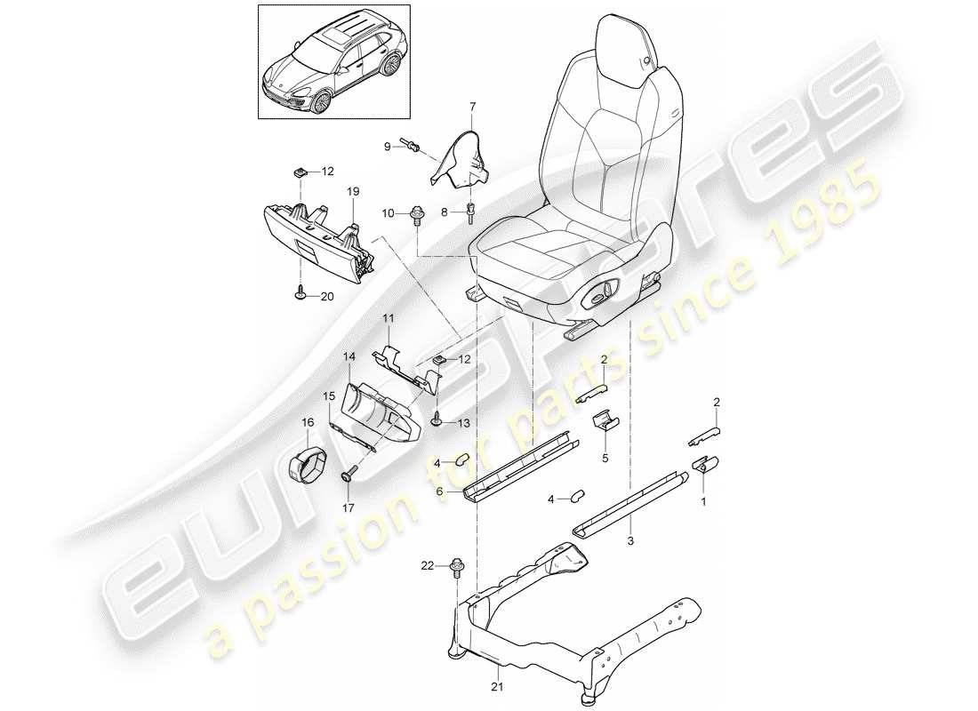 Porsche Cayenne E2 (2013) FRONT SEAT Part Diagram