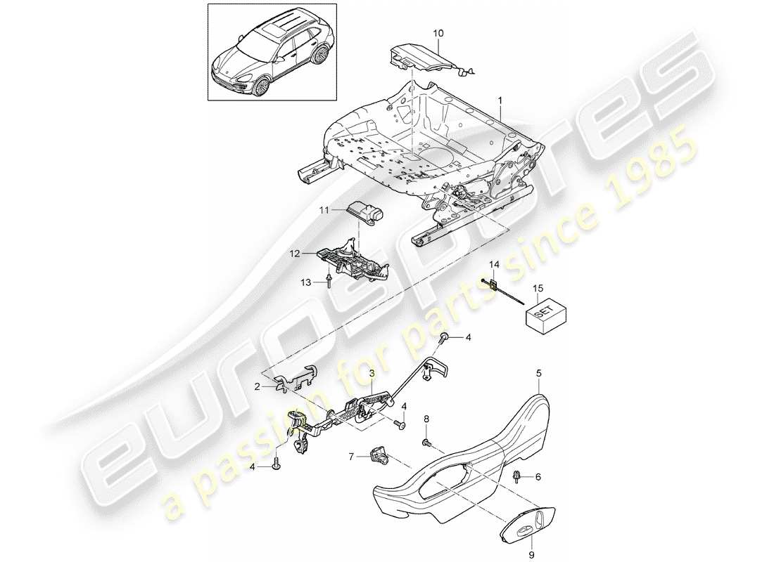 Porsche Cayenne E2 (2013) seat frame Part Diagram