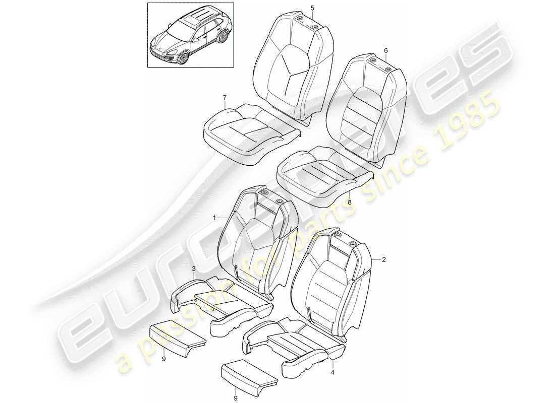 Porsche Cayenne E2 (2013) foam part Part Diagram