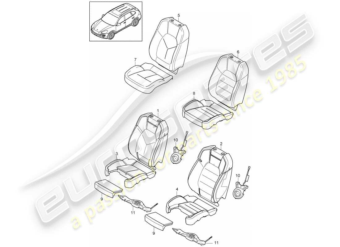 Porsche Cayenne E2 (2013) foam part Part Diagram