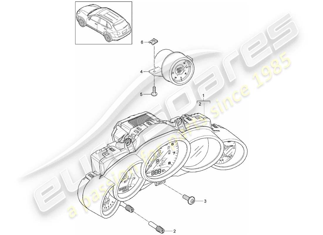 Porsche Cayenne E2 (2013) Instruments Part Diagram