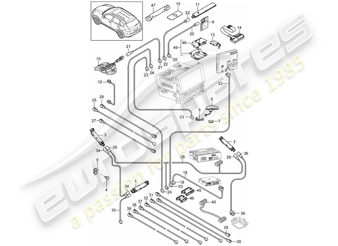 Porsche Cayenne E2 (2013) antenna booster Part Diagram